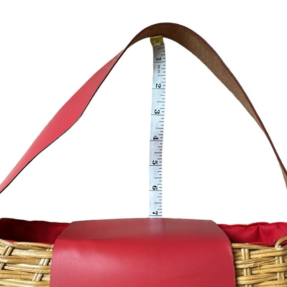 Wicker Shoulder Bag Purse with Red leather strap - Picture 11 of 14